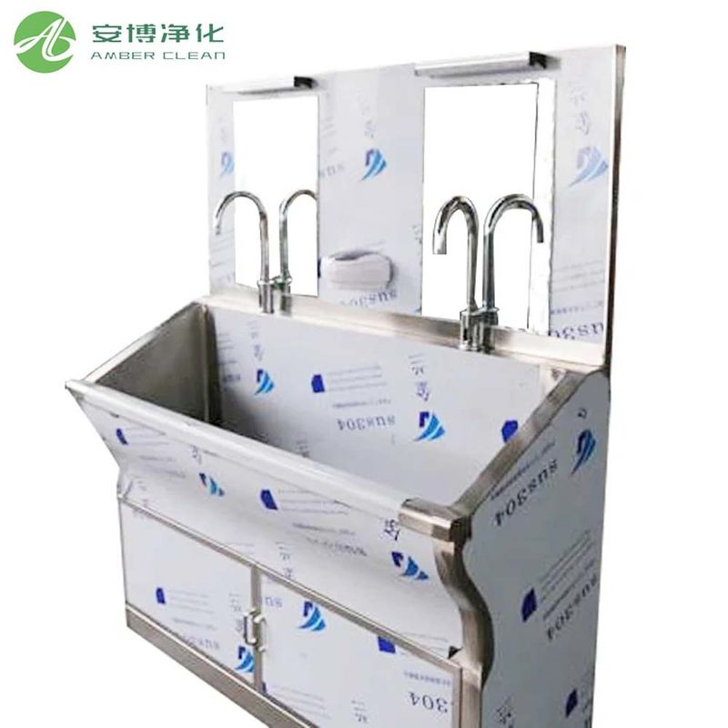 Automatic Sensor Switch Medical Stainless Steel Sink With Two Seat And Mirror